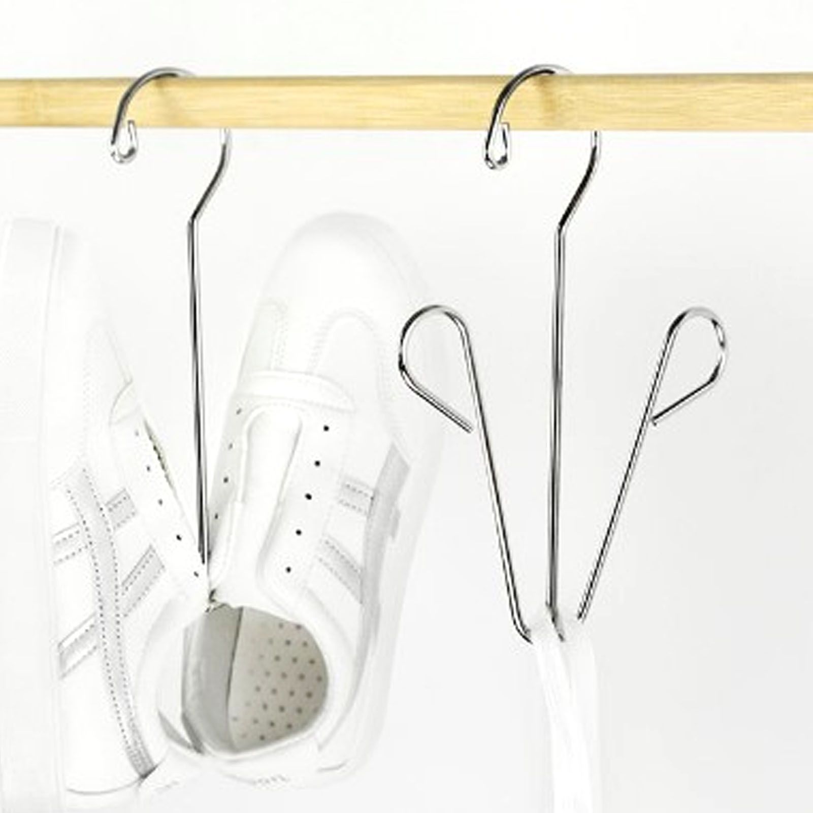 Shoes Hanging Drying Rack Double Hook Stainless Steel Storage Organizer Space Saving for Home Dormitory Polished - Image 5