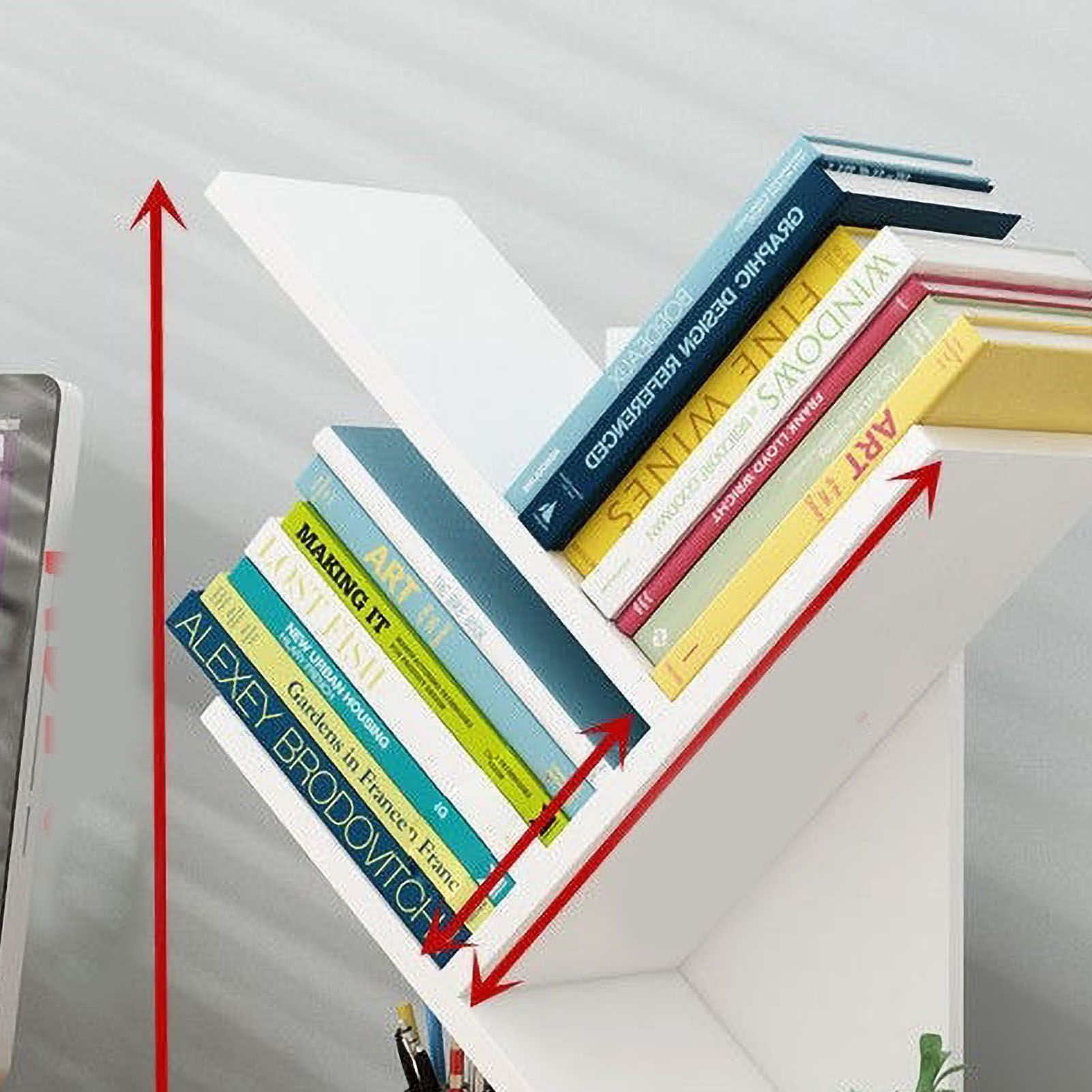 Tree Bookshelf Solid Wood Ingenious 3 Tier Space Saving Book Storage Organizer Shelves for Office Home School White - Image 5