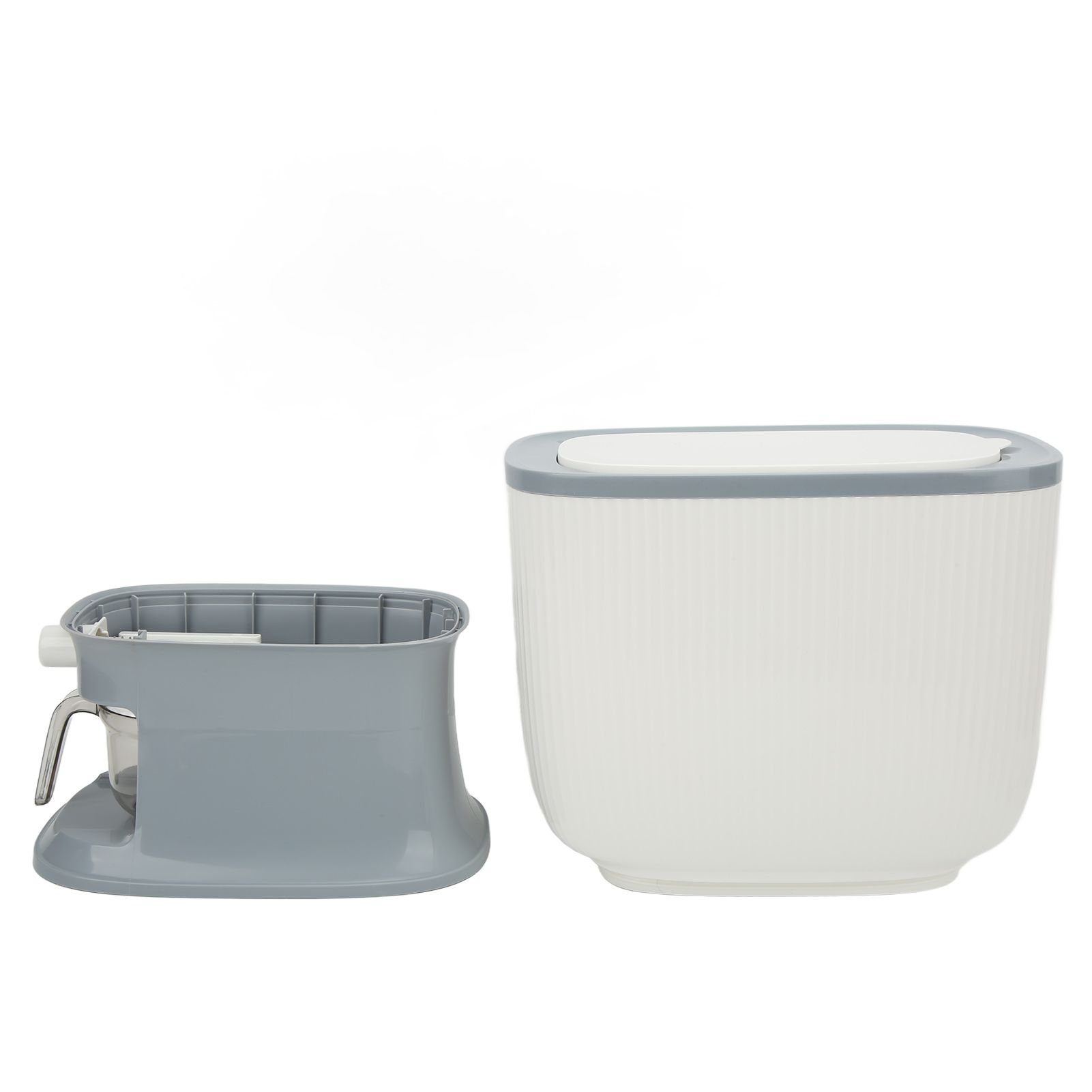 Household Rice Dispenser Large Capacity Automatic Rebound Food Grain Storage Container with Cup Grey - Image 1