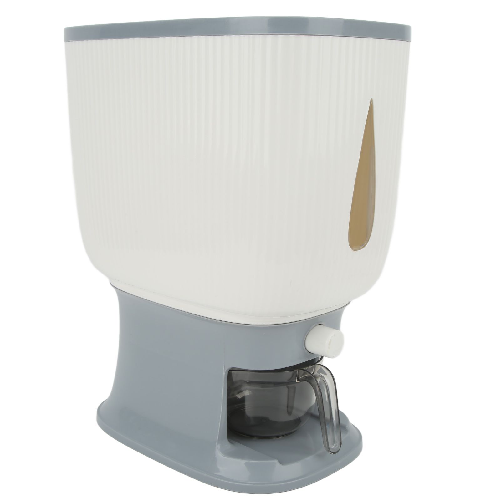 Household Rice Dispenser Large Capacity Automatic Rebound Food Grain Storage Container with Cup Grey - Image 3