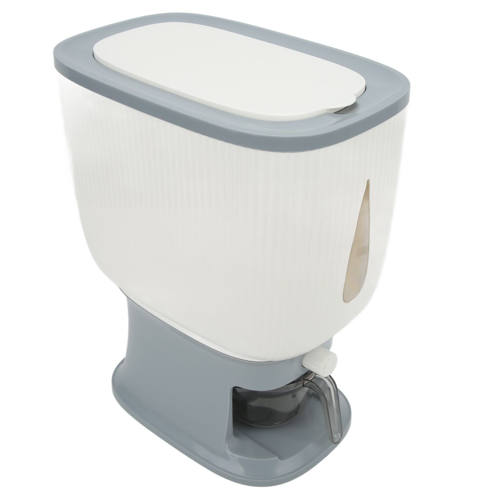 Household Rice Dispenser Large Capacity Automatic Rebound Food Grain Storage Container with Cup Grey - Image 6