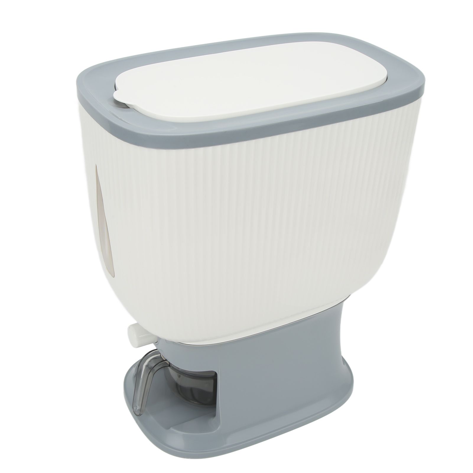 Household Rice Dispenser Large Capacity Automatic Rebound Food Grain Storage Container with Cup Grey - Image 7