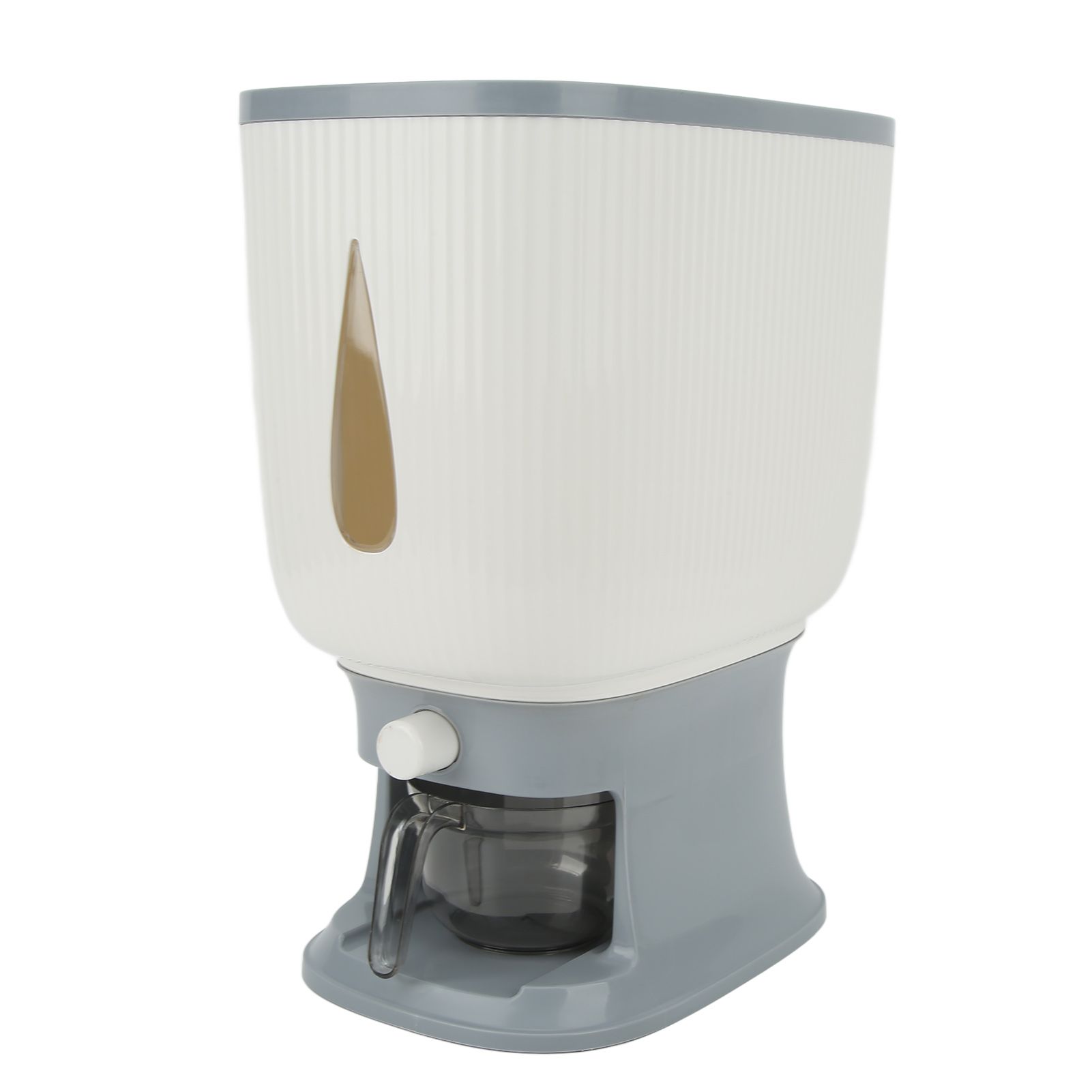 Household Rice Dispenser Large Capacity Automatic Rebound Food Grain Storage Container with Cup Grey - Image 8