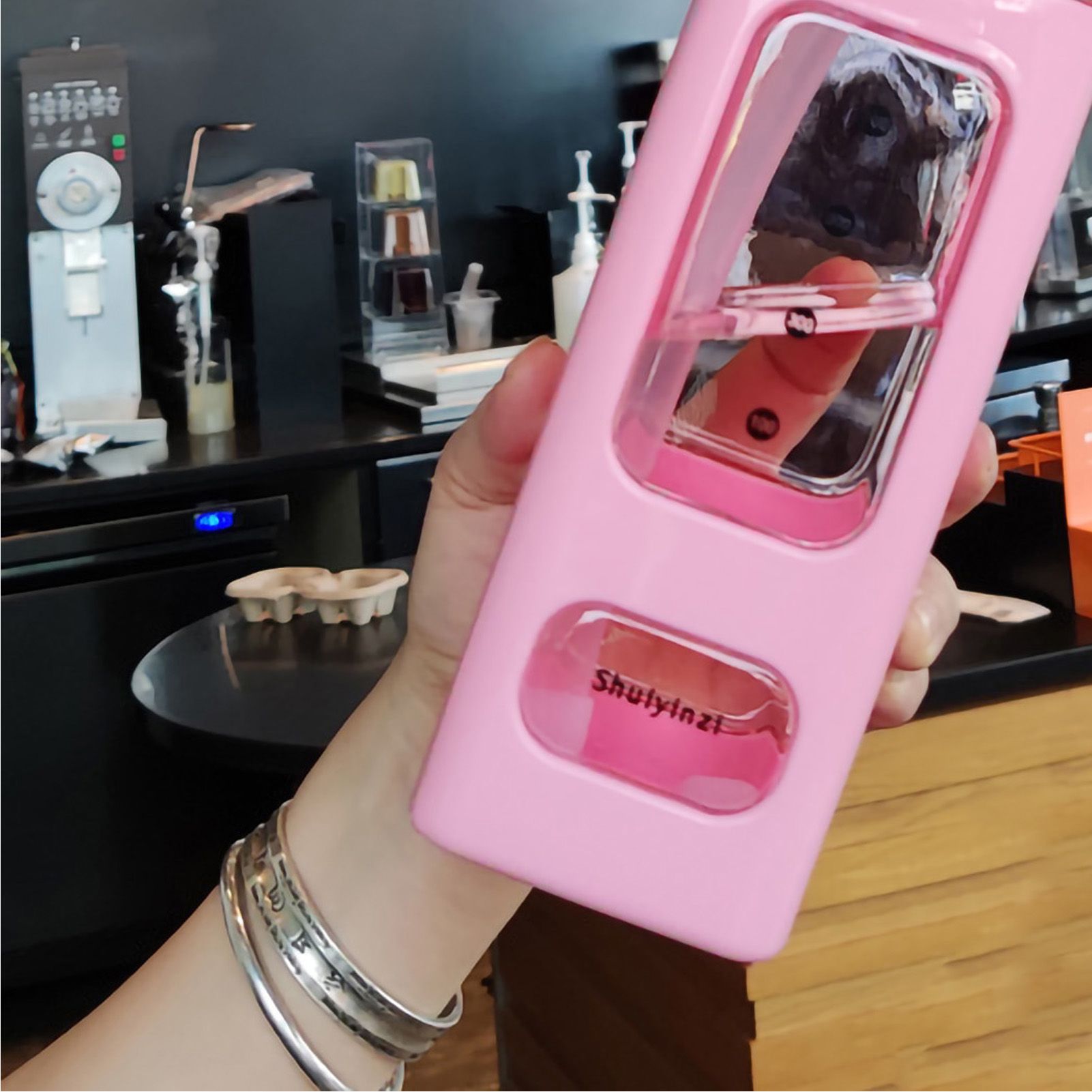 Straw Water Bottle with Marker 700ml Large Capacity Double Layer Water Jug for Home Gym School Pink - Image 4