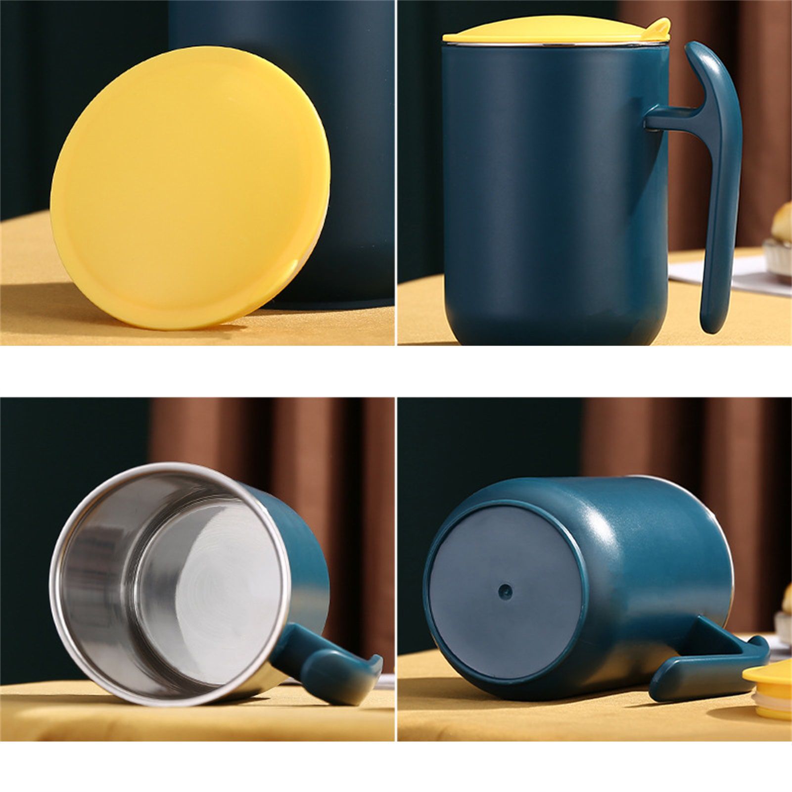 550ml Stainless Steel Double Walled Mugs Leakproof Prevent Scalding Frosted Insulated Coffee Mugs for Home Cafe Office Dark Green 550ml - Image 3