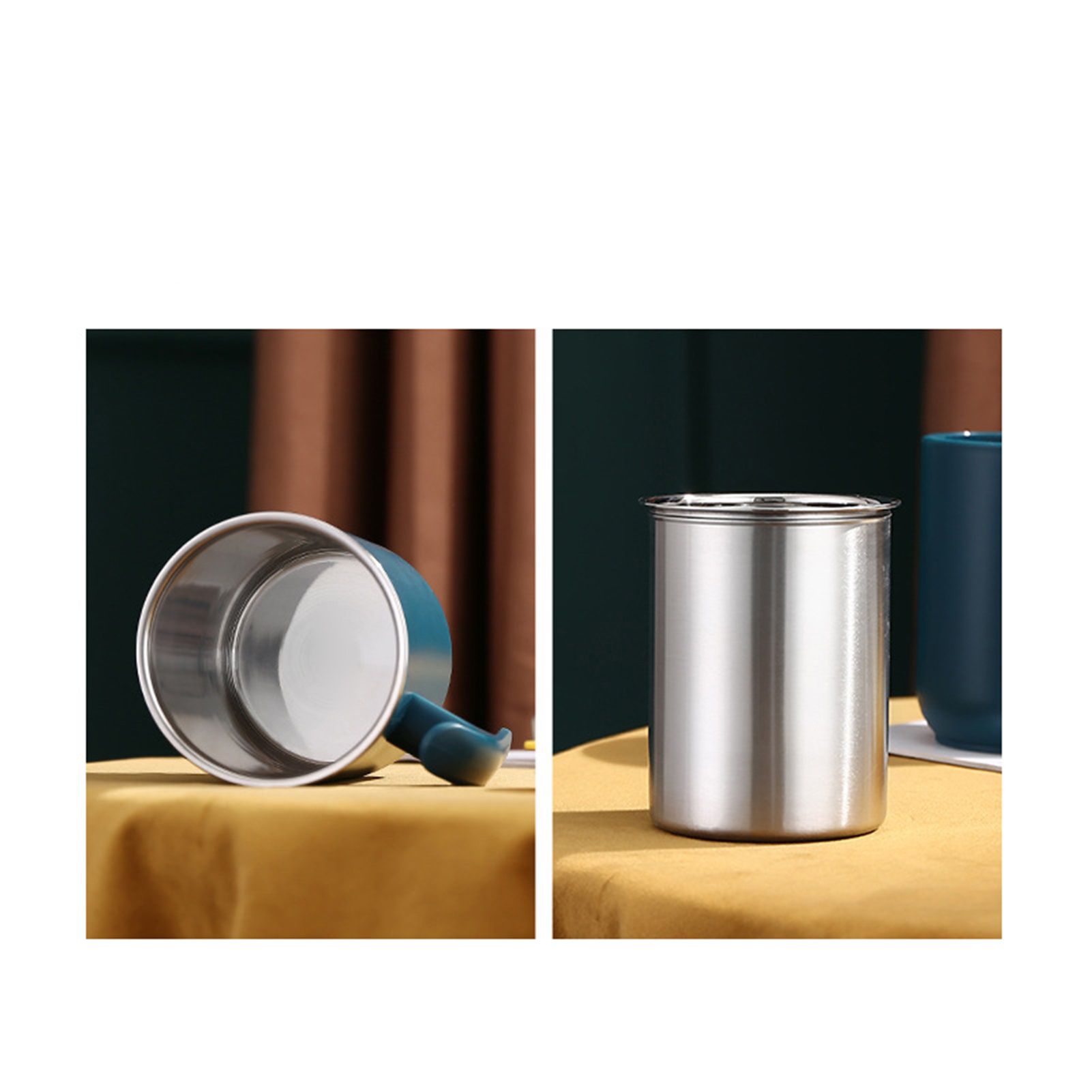 550ml Stainless Steel Double Walled Mugs Leakproof Prevent Scalding Frosted Insulated Coffee Mugs for Home Cafe Office Dark Green 550ml - Image 5