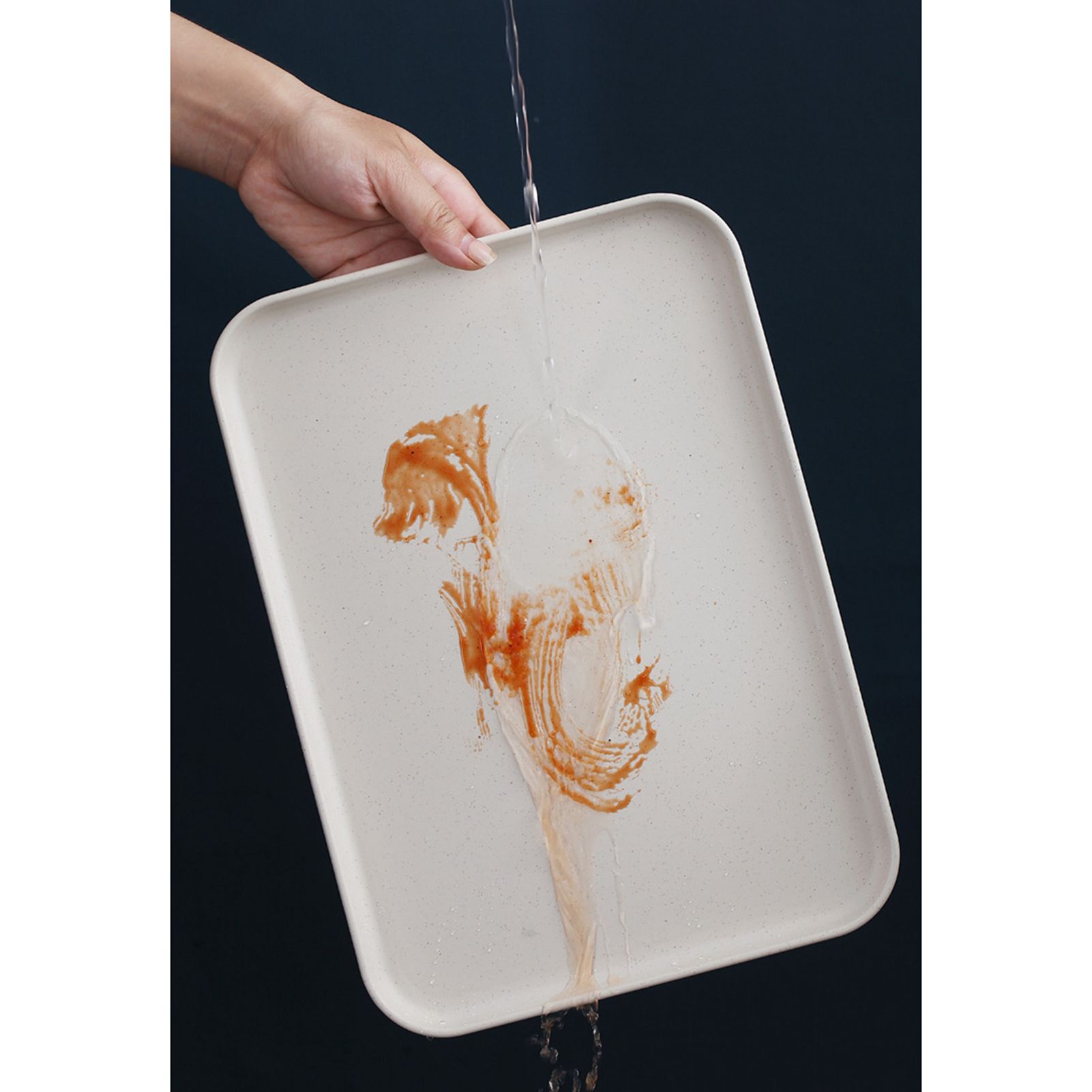 Kitchen Serving Tray Wheat Straw Rectangular Nordic Style Cupcake Fruit Snack Tea Tray for Home Office Restaurant Beige L (Approx. 38x27cm / 15.0x10.6in) - Image 4