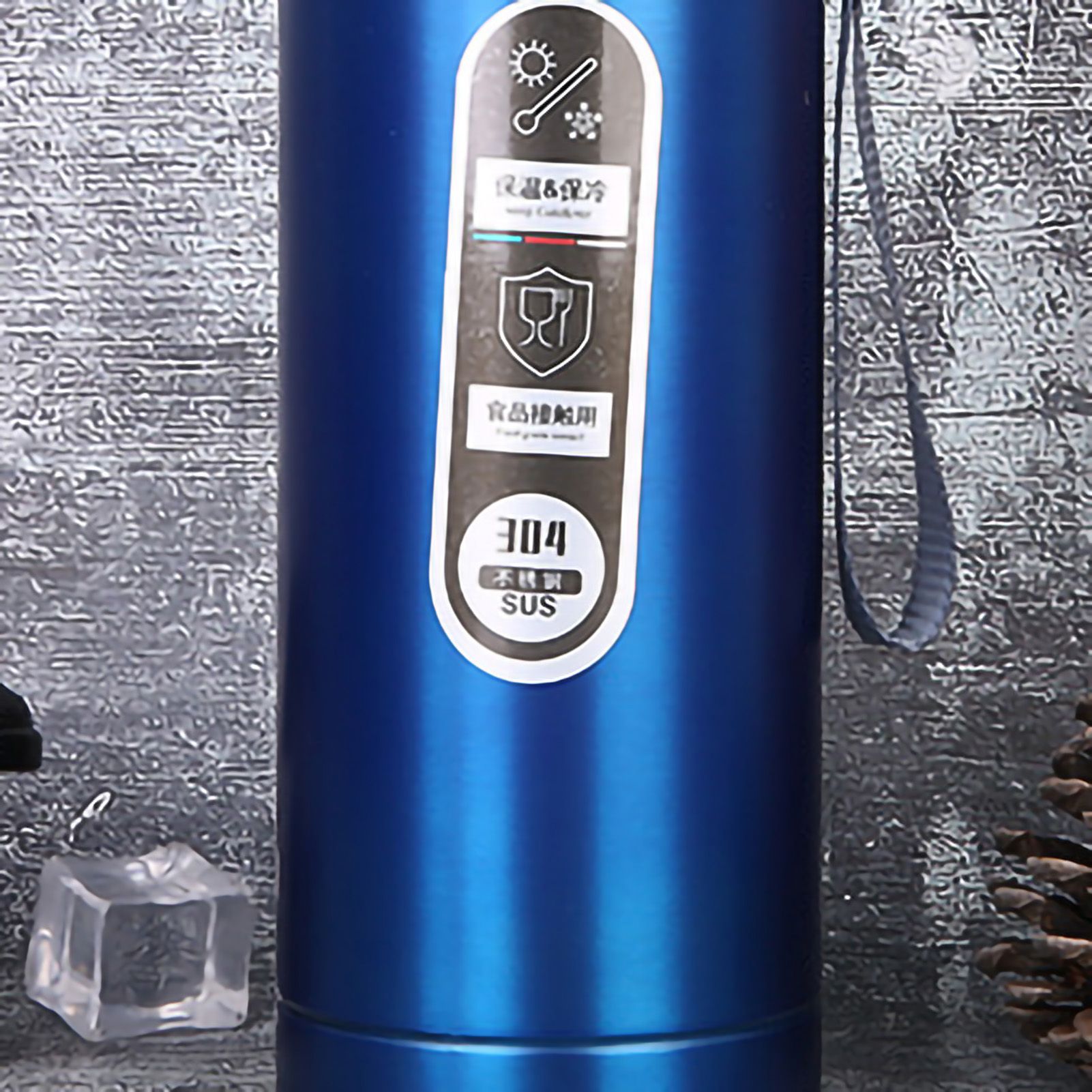 Vacuum Cup Stainless Steel Portable Large Mouth Insulated Bottle with Hand String for Business Travel Office Daily Blue 1000ml - Image 4