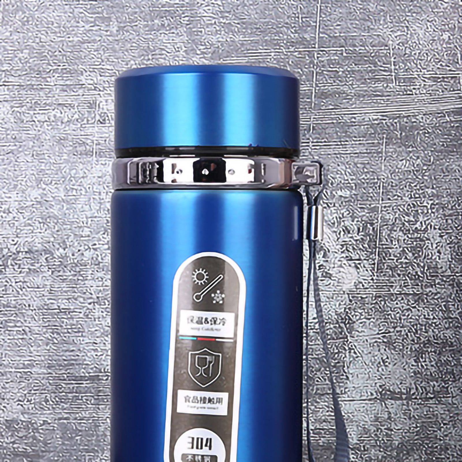 Vacuum Cup Stainless Steel Portable Large Mouth Insulated Bottle with Hand String for Business Travel Office Daily Blue 1000ml - Image 5