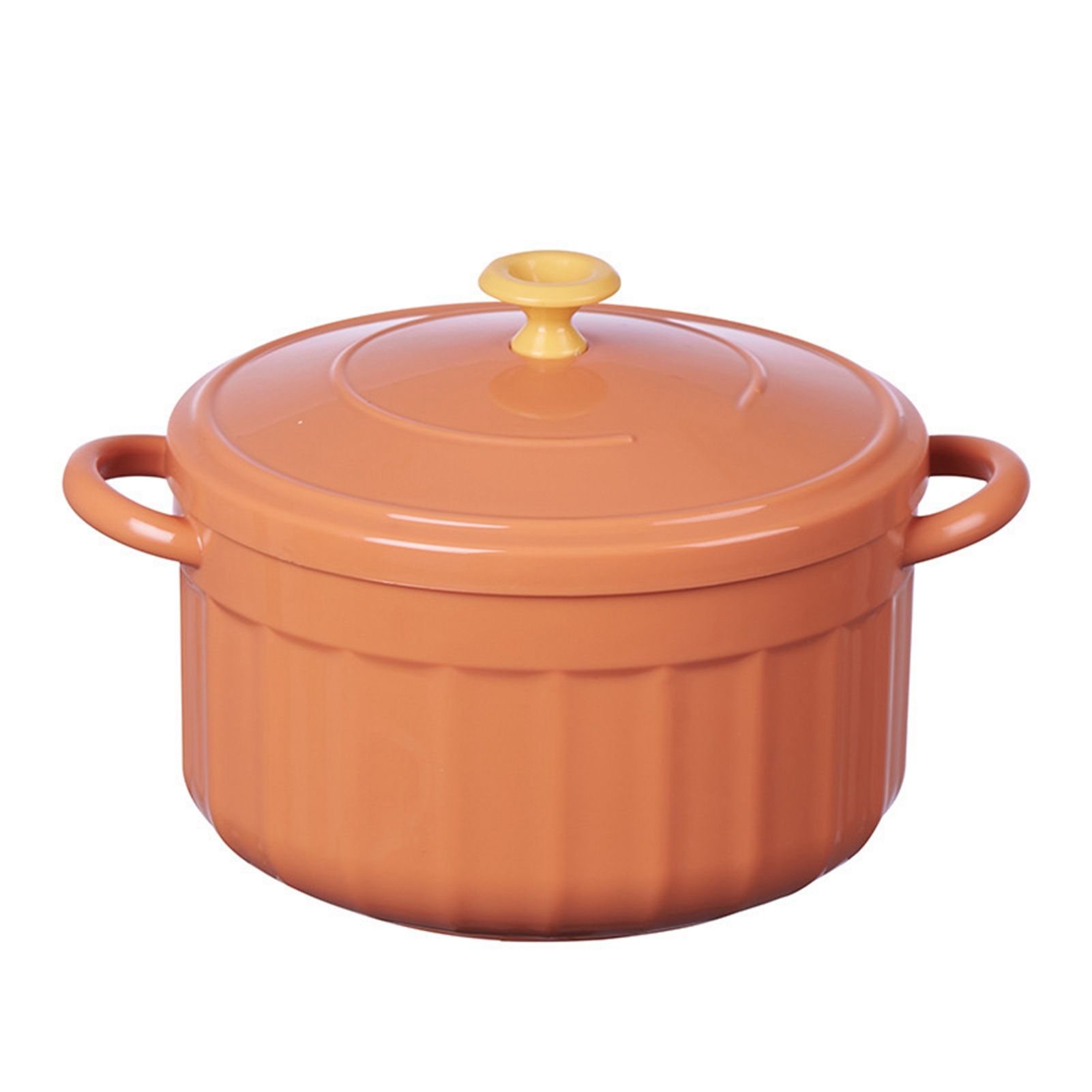 Noodles Bowl with Lid Binaural Noodles Bowl Home Dorm Student Covered Bowl Large Orange - Image 1