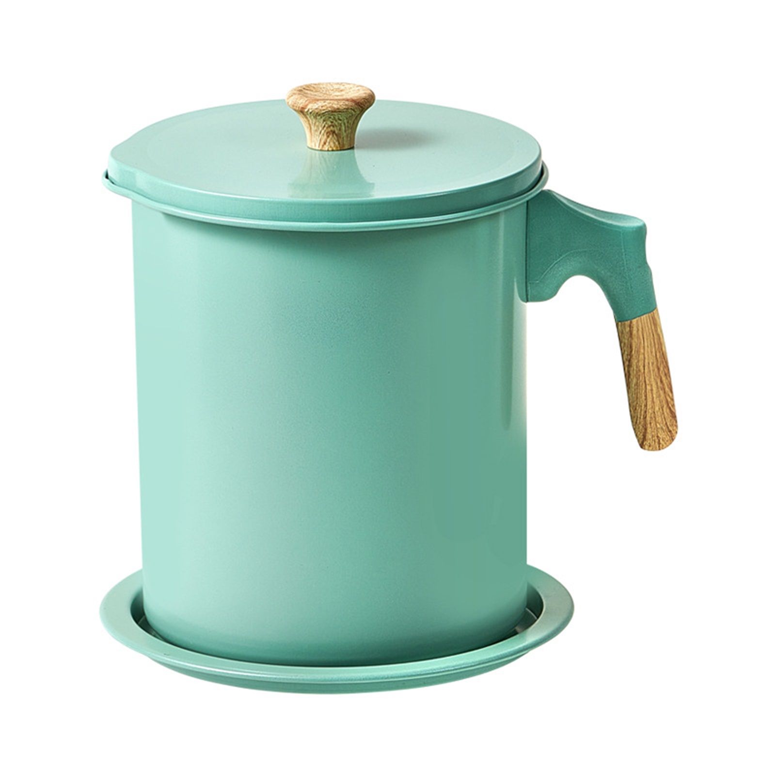 Oil Strainer Pot 1.4L Wood Grain Easy Operation No Rust Oil Storage Supplies Filter for Home Canteen Fruit Green - Image 1