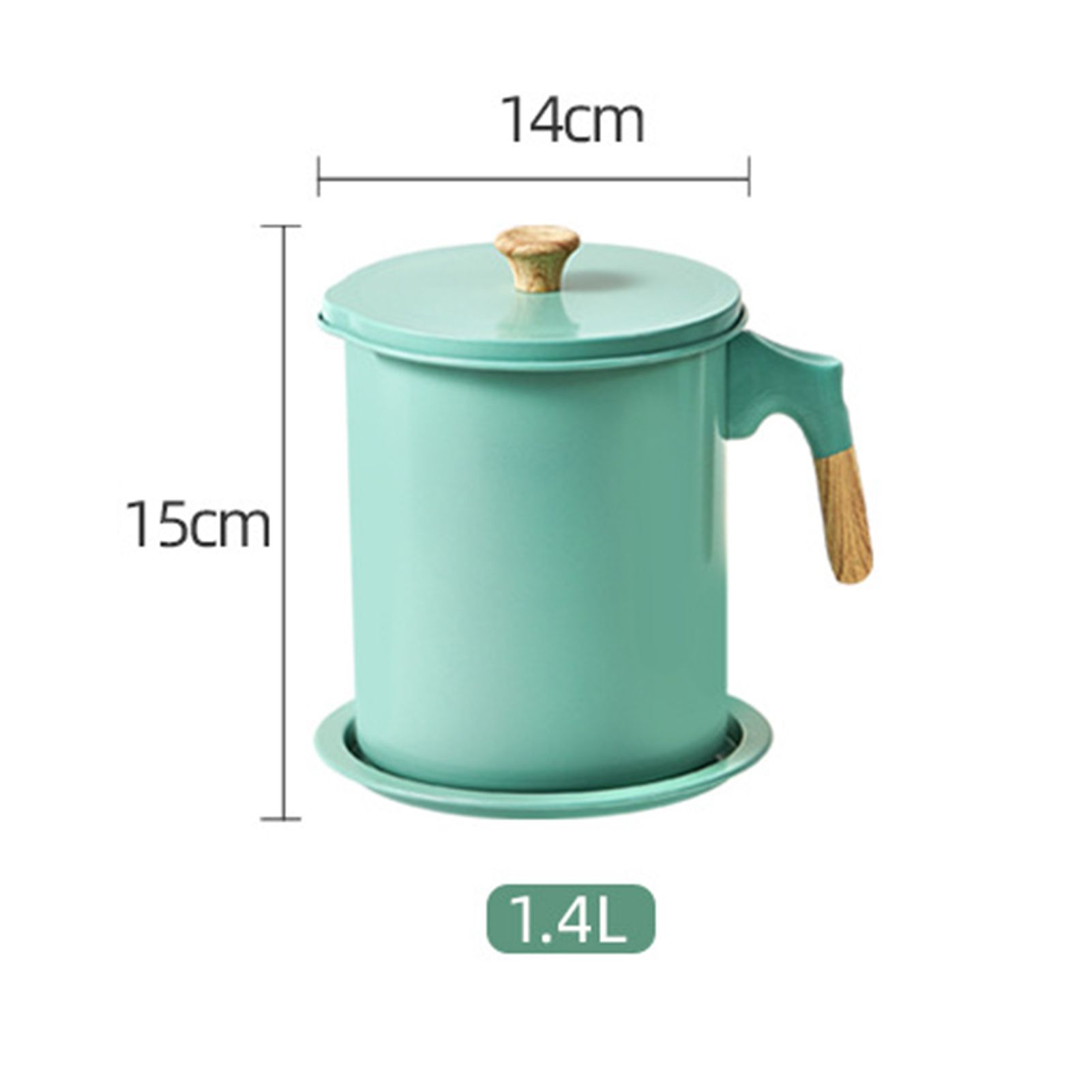 Oil Strainer Pot 1.4L Wood Grain Easy Operation No Rust Oil Storage Supplies Filter for Home Canteen Fruit Green - Image 2