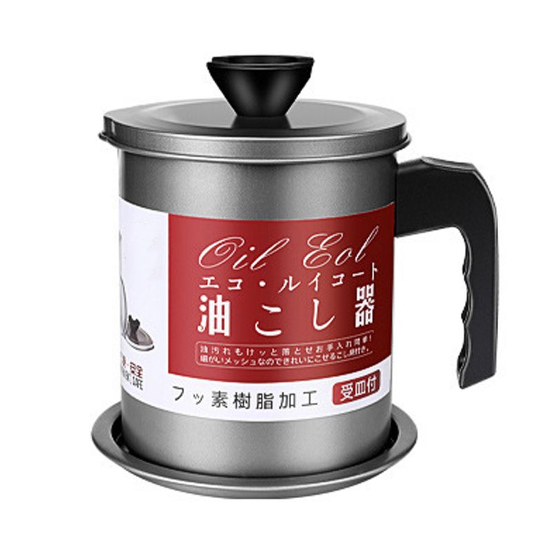 Residue Filter Oil Can Stainless Steel Large Capacity Kitchen Fat Storage Container for Cooking 1.4L Small - Image 1