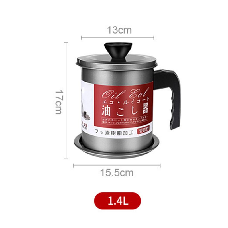 Residue Filter Oil Can Stainless Steel Large Capacity Kitchen Fat Storage Container for Cooking 1.4L Small - Image 2
