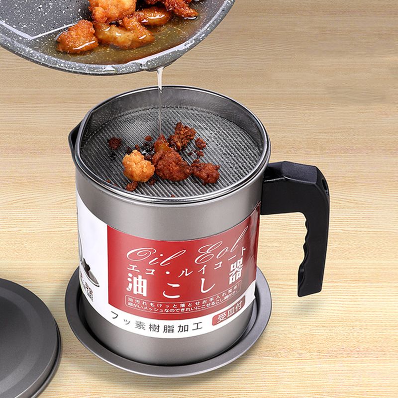 Residue Filter Oil Can Stainless Steel Large Capacity Kitchen Fat Storage Container for Cooking 1.4L Small - Image 3
