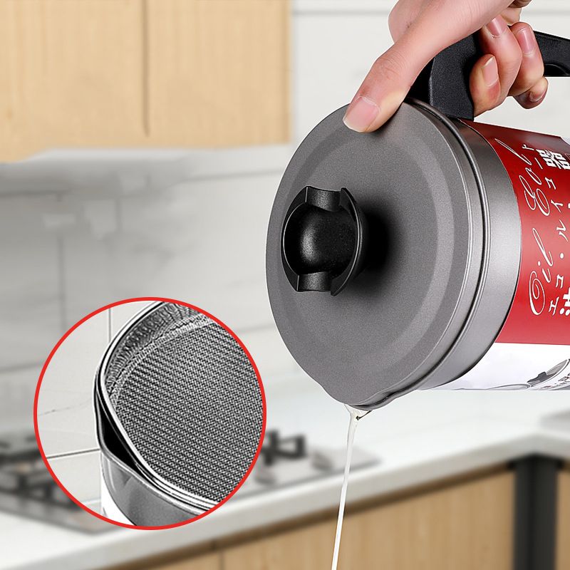 Residue Filter Oil Can Stainless Steel Large Capacity Kitchen Fat Storage Container for Cooking 1.4L Small - Image 4