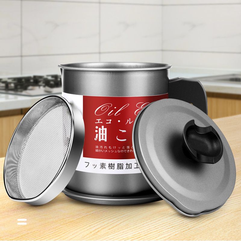Residue Filter Oil Can Stainless Steel Large Capacity Kitchen Fat Storage Container for Cooking 1.4L Small - Image 7