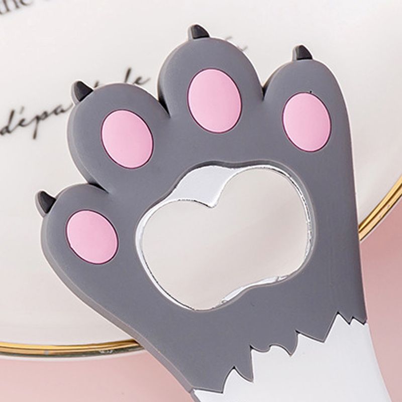 Cat Paw Bottle Opener Multifunctional Cute Cartoon Vibrant Colors Magnet Silicone Bottle Opener with Fridge Magnet for Home Gray Dot - Image 4