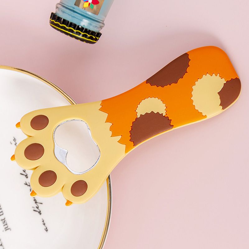 Cat Paw Bottle Opener Multifunctional Cute Cartoon Vibrant Colors Magnet Silicone Bottle Opener with Fridge Magnet for Home Yellow Dot - Image 3