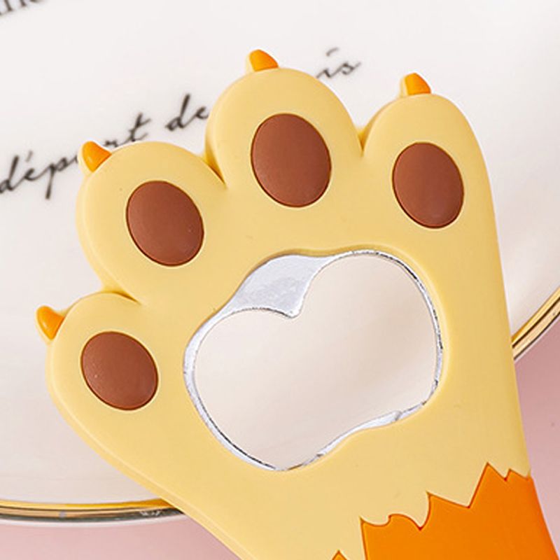 Cat Paw Bottle Opener Multifunctional Cute Cartoon Vibrant Colors Magnet Silicone Bottle Opener with Fridge Magnet for Home Yellow Dot - Image 4