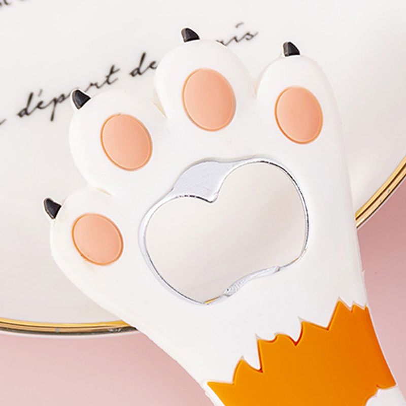 Cat Paw Bottle Opener Multifunctional Cute Cartoon Vibrant Colors Magnet Silicone Bottle Opener with Fridge Magnet for Home Horizontal Stripes White - Image 4
