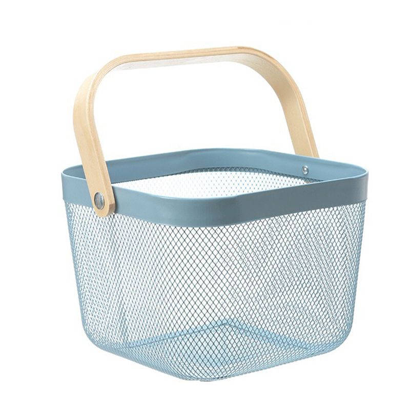 Fruit Colander Metal Material Comfortable Portable Handle Wear Resistant Practical Vegetable Drain Basket for Kitchen Blue - Image 1