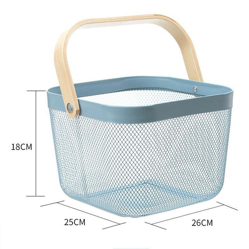 Fruit Colander Metal Material Comfortable Portable Handle Wear Resistant Practical Vegetable Drain Basket for Kitchen Blue - Image 2