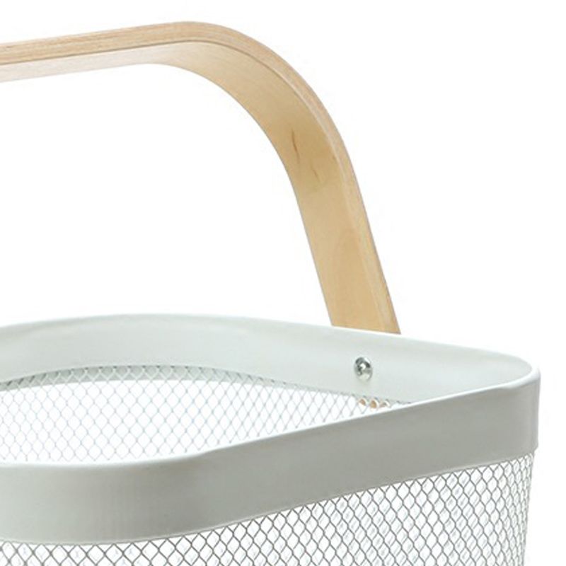 Fruit Colander Metal Material Comfortable Portable Handle Wear Resistant Practical Vegetable Drain Basket for Kitchen White - Image 3