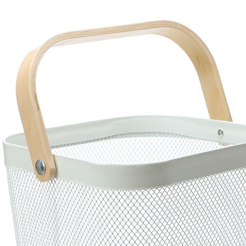 Fruit Colander Metal Material Comfortable Portable Handle Wear Resistant Practical Vegetable Drain Basket for Kitchen White - Image 4