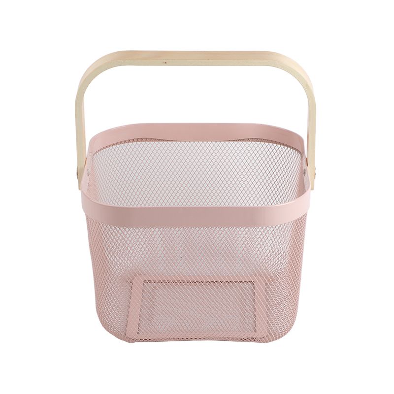 Fruit Colander Metal Material Comfortable Portable Handle Wear Resistant Practical Vegetable Drain Basket for Kitchen Pink - Image 1