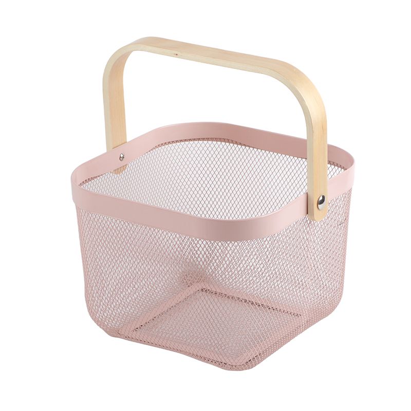 Fruit Colander Metal Material Comfortable Portable Handle Wear Resistant Practical Vegetable Drain Basket for Kitchen Pink - Image 2