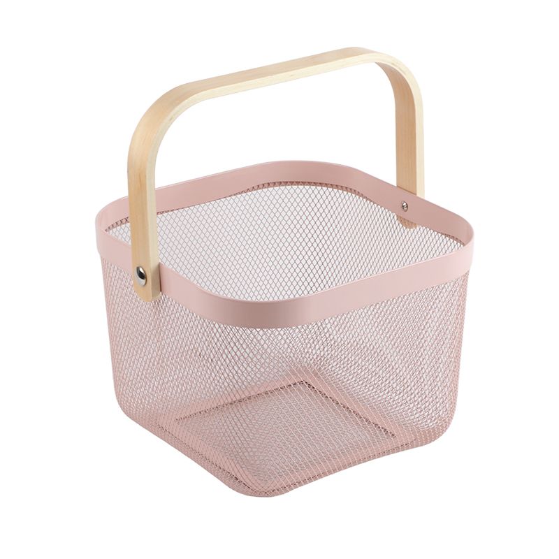 Fruit Colander Metal Material Comfortable Portable Handle Wear Resistant Practical Vegetable Drain Basket for Kitchen Pink - Image 3