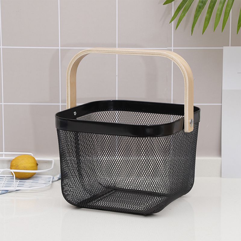 Fruit Colander Metal Material Comfortable Portable Handle Wear Resistant Practical Vegetable Drain Basket for Kitchen Black - Image 5