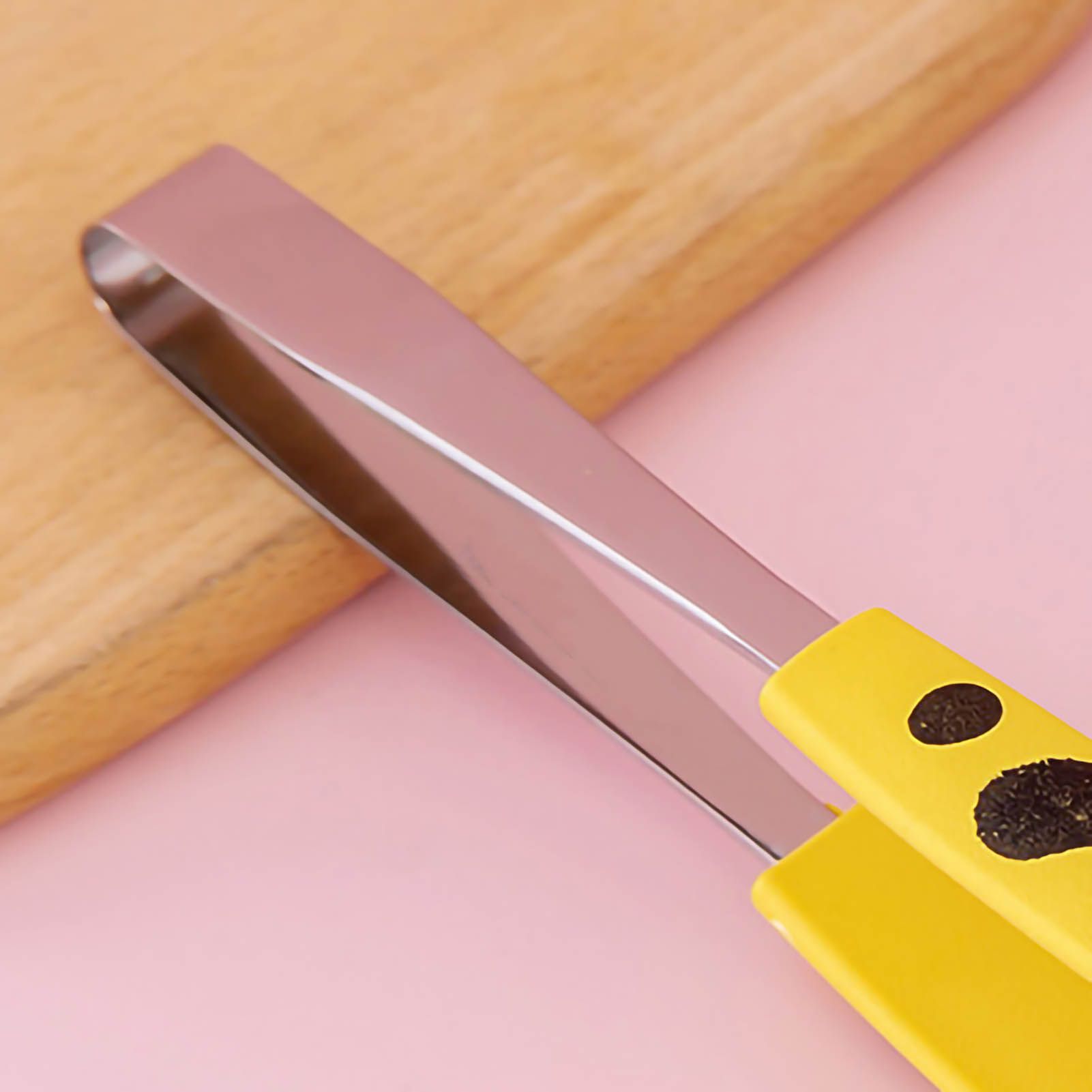 Kitchen Cooking Tong Cute Cat Paw Shape Stainless Steel Small Salad Barbecue Food Tong Yellow M - Image 3
