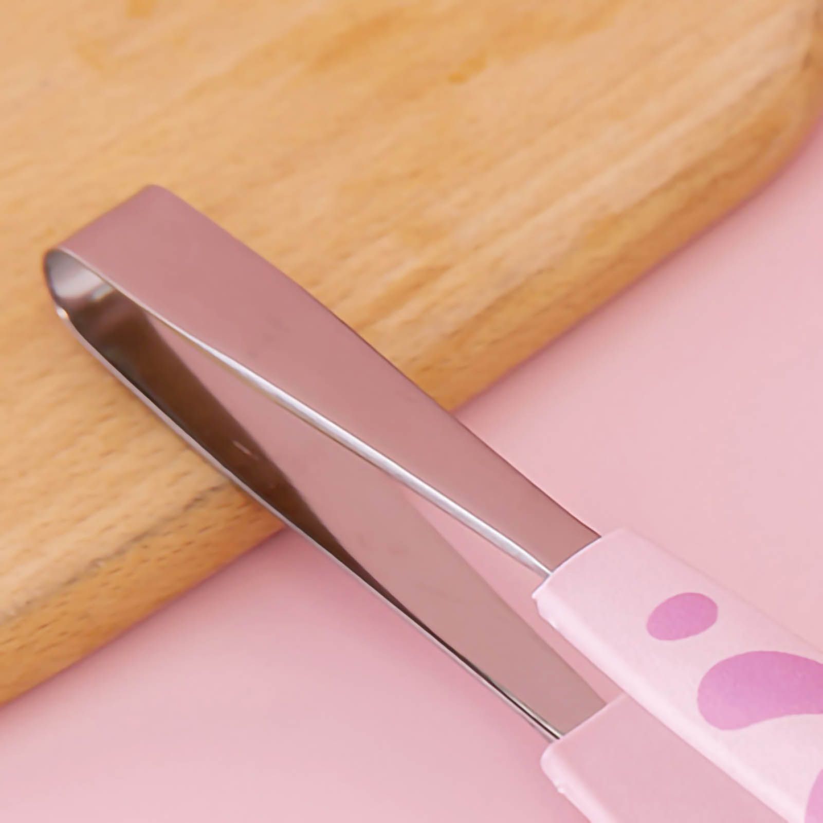Kitchen Cooking Tong Cute Cat Paw Shape Stainless Steel Small Salad Barbecue Food Tong Pink M - Image 5