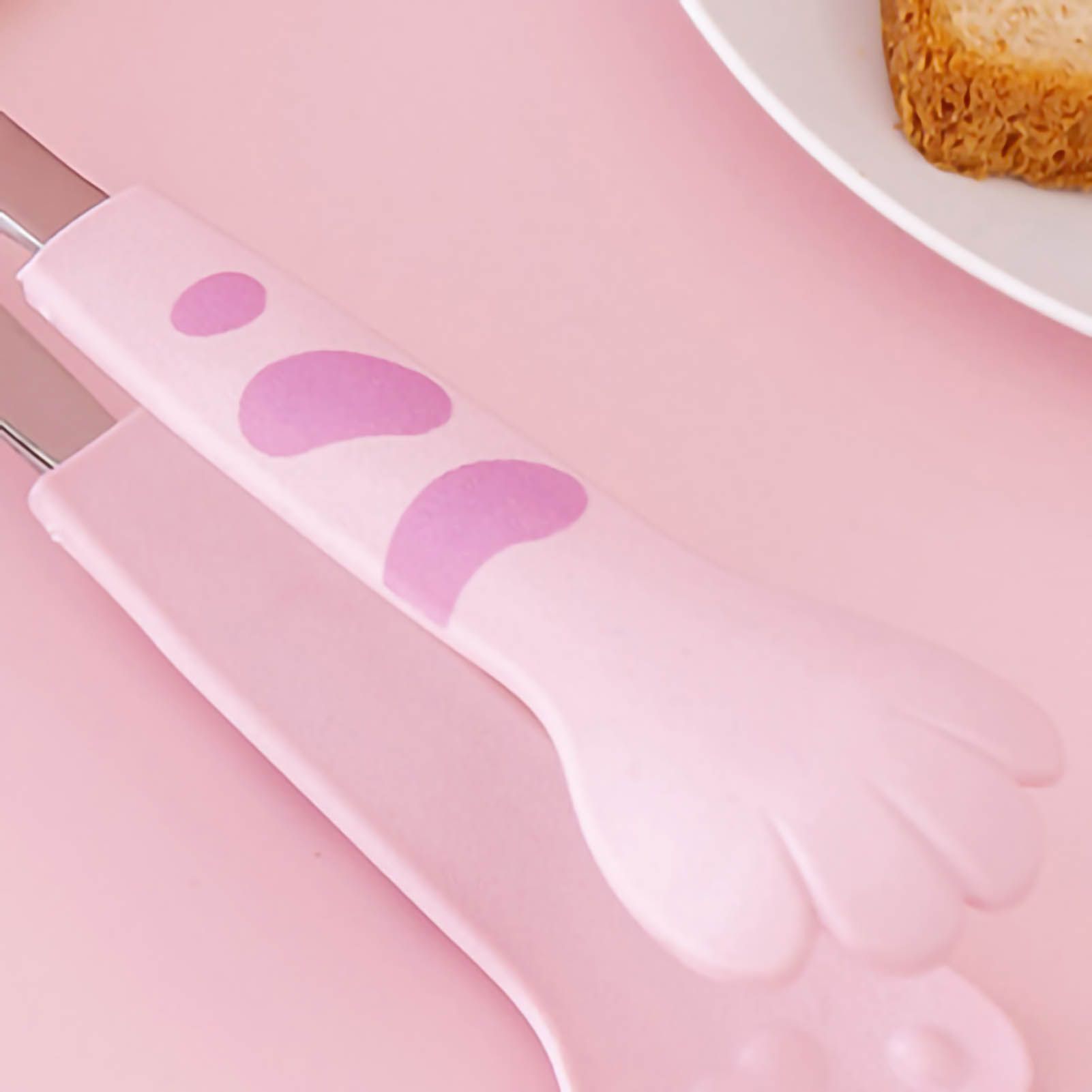 Kitchen Cooking Tong Cute Cat Paw Shape Stainless Steel Small Salad Barbecue Food Tong Pink S - Image 4