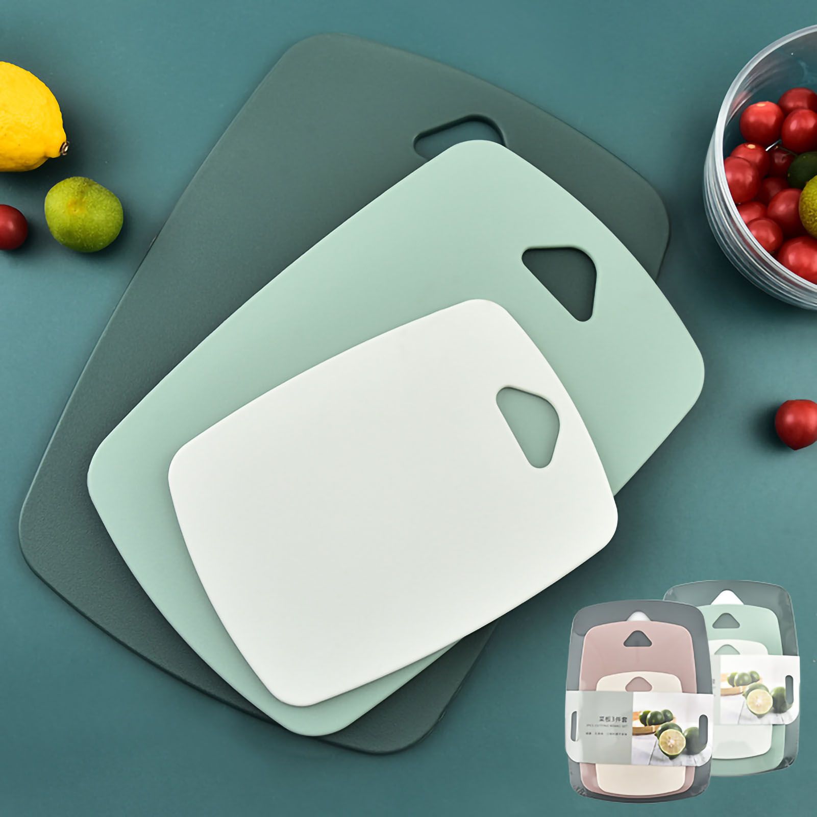 3pcs Cutting Board Set Safe PP Easy Grip Handles Multifunction Kitchen Chopping Board for Home Type 2 Square - Image 5