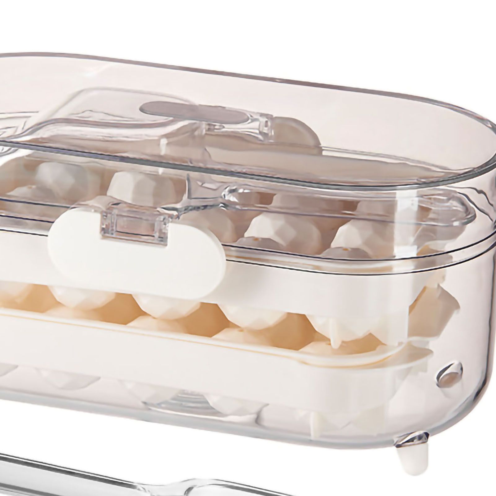 Ice Mold Silicone 2 Layer Hard Interlayer Anti Slip Stable Buckle Design Ice Mold Tray with Spatula Pure Color - Image 5
