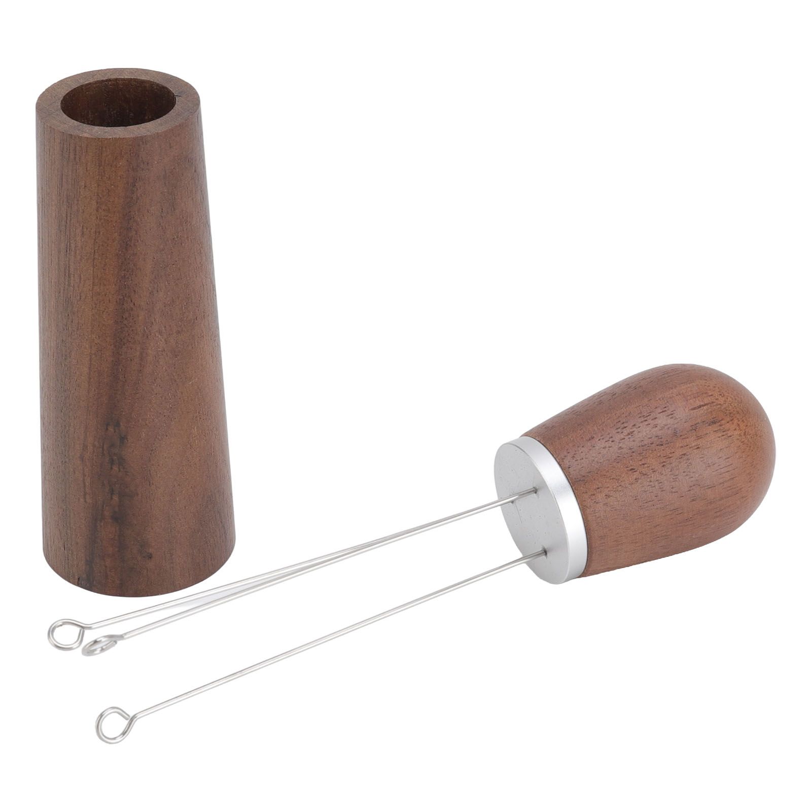 Coffee Distribution Tool Multifunctional Needle Coffee Distributor with Wooden Base for Home Travel Restaurant Curved Hook - Image 3