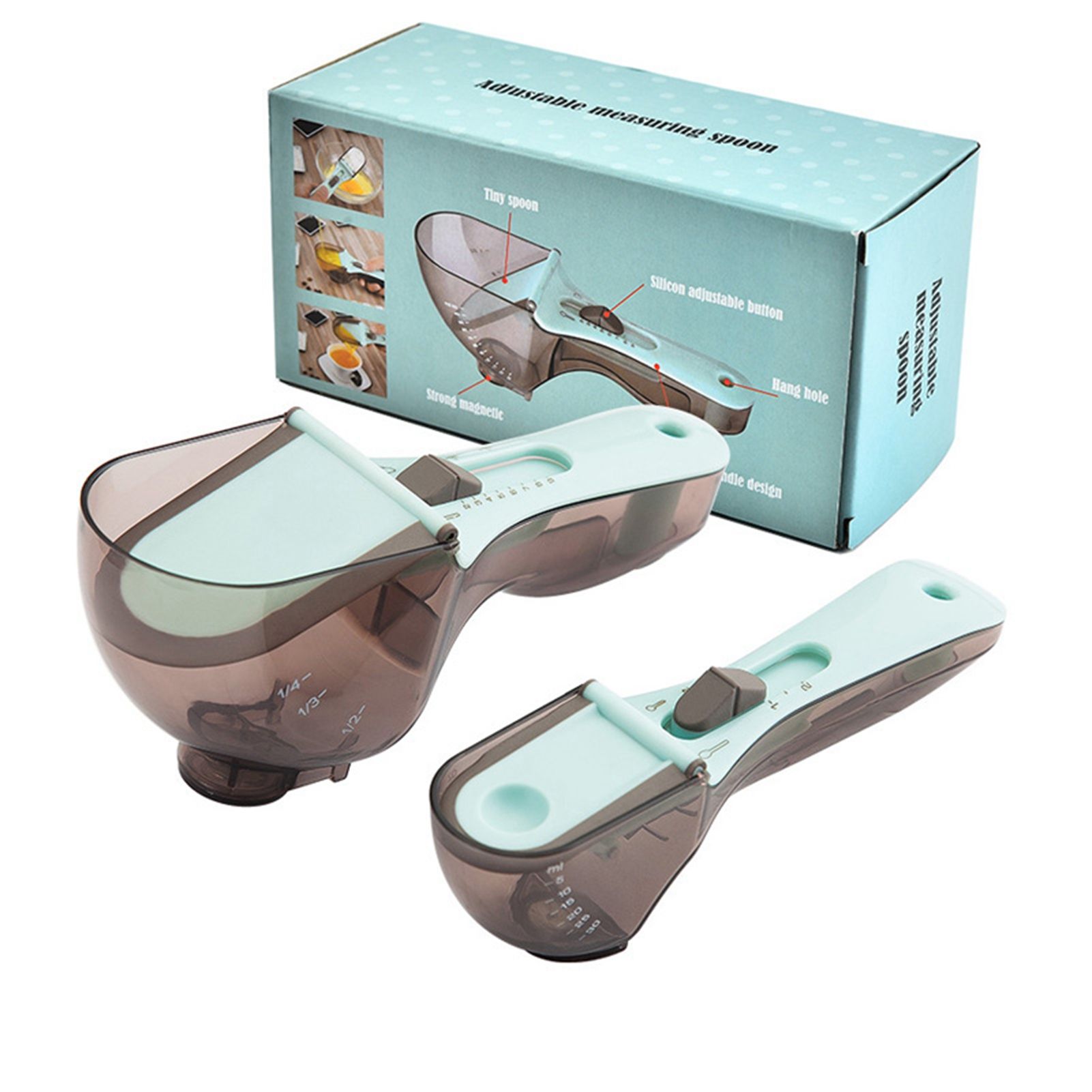 Measuring Spoon Heat Resistance Multi Level Adjustment Scale Plastic Measuring Spoon Set Kitchen Tools Boxed Set - Image 1