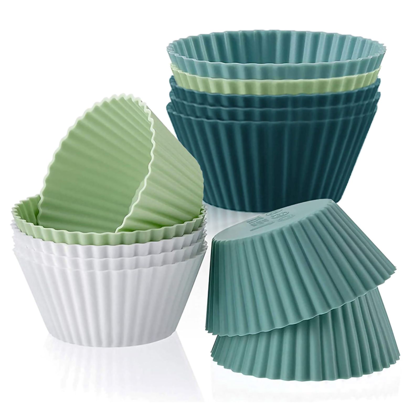 Muffin Cup Morandi Color Round Egg Tart Steamed Egg Silicone Complementary Food Mold 12Pcs - Image 1