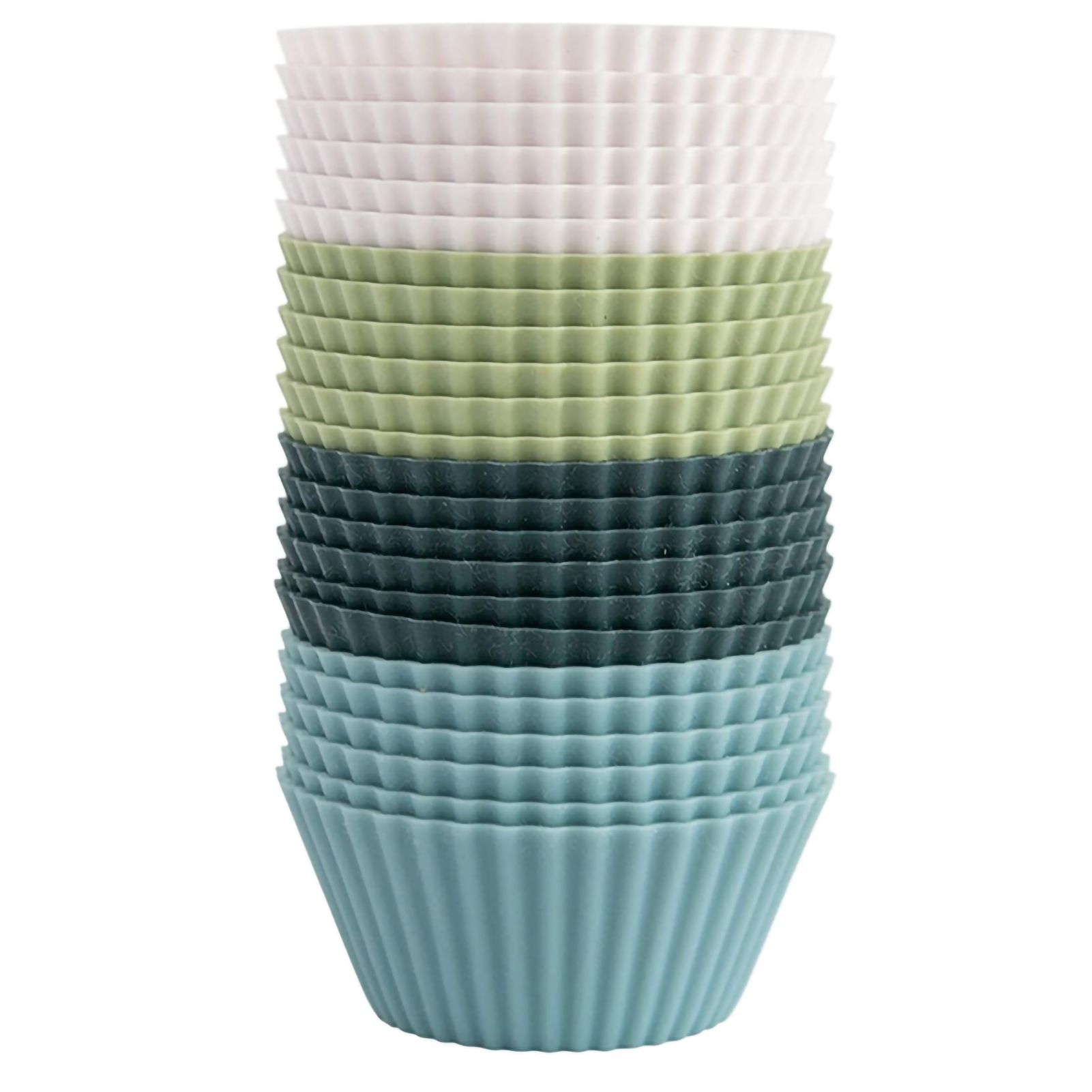 Muffin Cup Morandi Color Round Egg Tart Steamed Egg Silicone Complementary Food Mold 24Pcs - Image 1