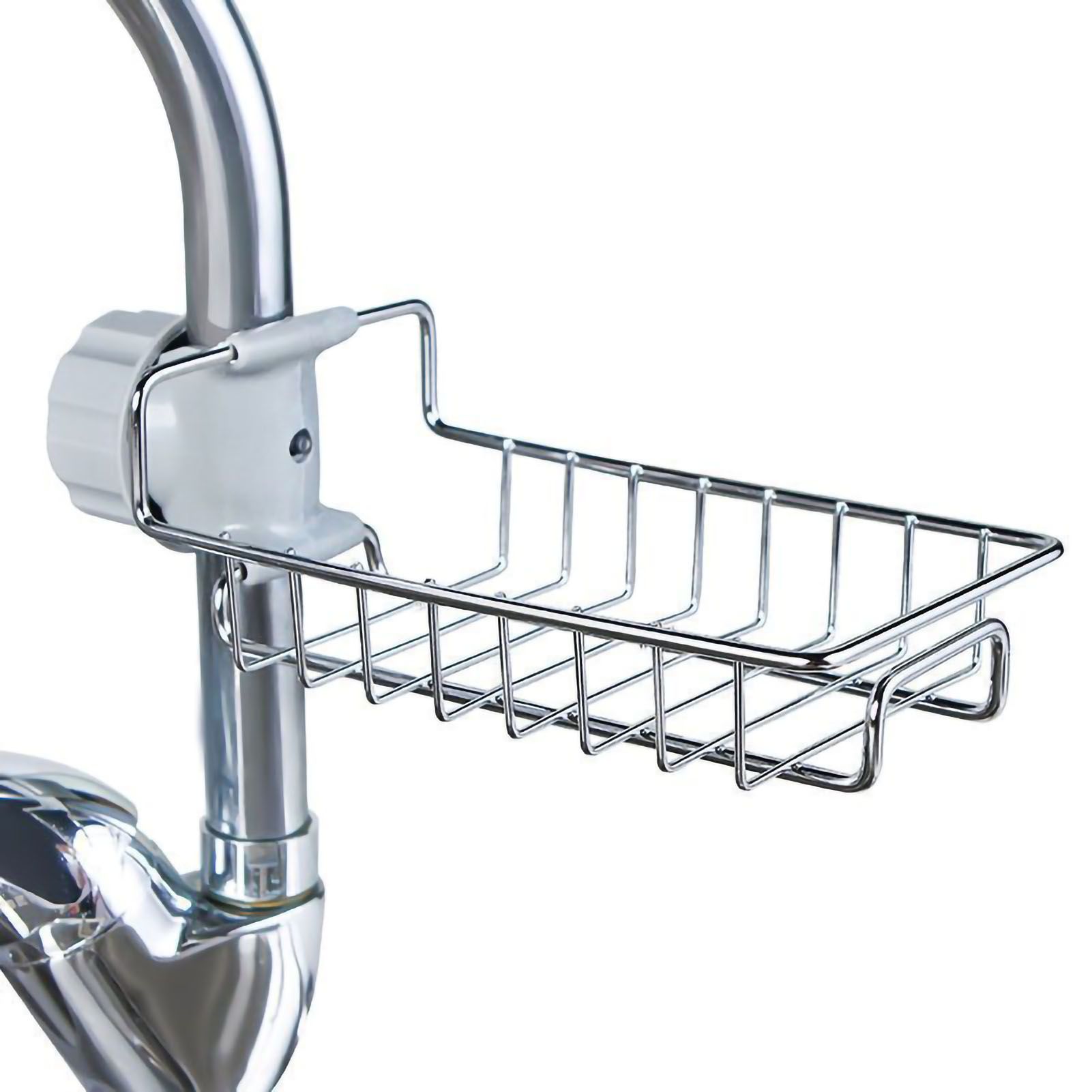 Hanging Faucet Drain Rack Organized Storage Hollow Out Breathable Stainless Steel Sink Rack for Kitchen Monolayer - Image 1