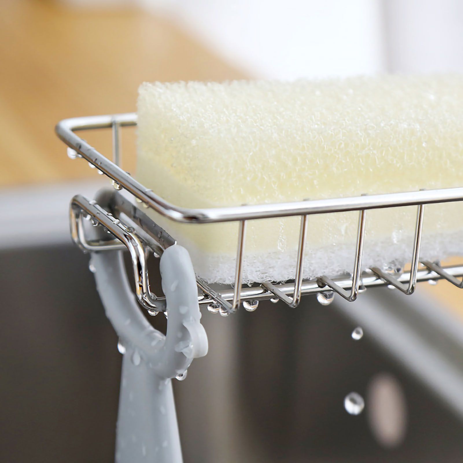 Hanging Faucet Drain Rack Organized Storage Hollow Out Breathable Stainless Steel Sink Rack for Kitchen Monolayer - Image 3