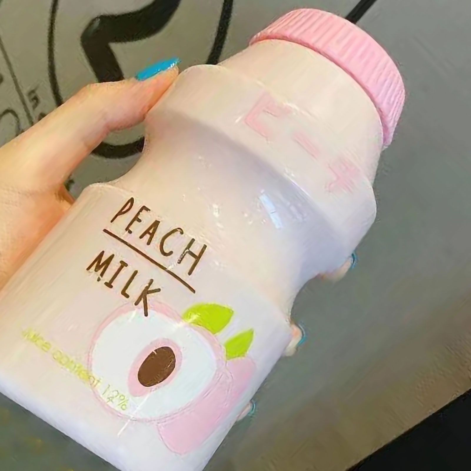 Portable Children Drinking Bottle with Strap PC Plastic Outdoor Water Cup Cute Fruit Pattern Pink 480ML - Image 2