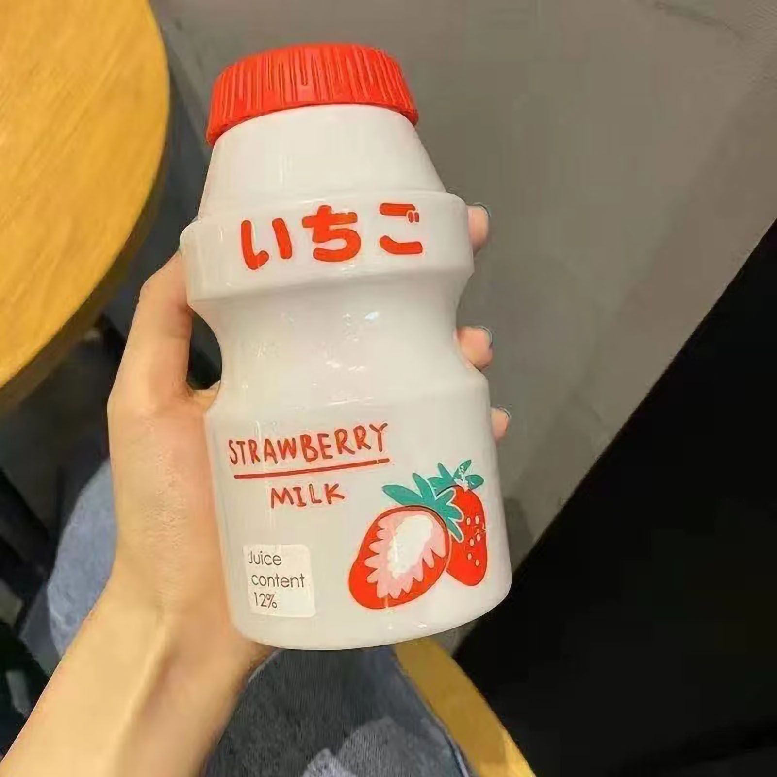 Portable Children Drinking Bottle with Strap PC Plastic Outdoor Water Cup Cute Fruit Pattern Red 480ML - Image 1