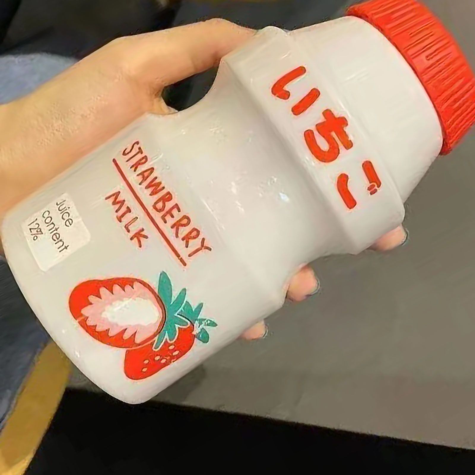Portable Children Drinking Bottle with Strap PC Plastic Outdoor Water Cup Cute Fruit Pattern Red 480ML - Image 2
