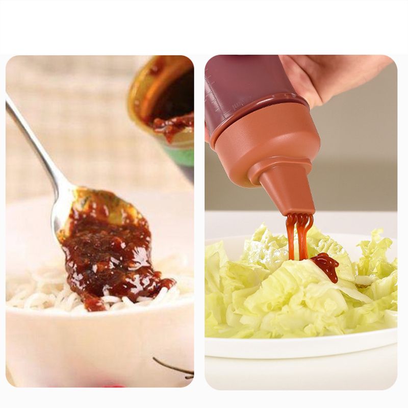 Squeeze Bottle Graduated Thicken Bottle Clear Identifying Labels Convenient Sauce Bottle for Kitchen Red - Image 6