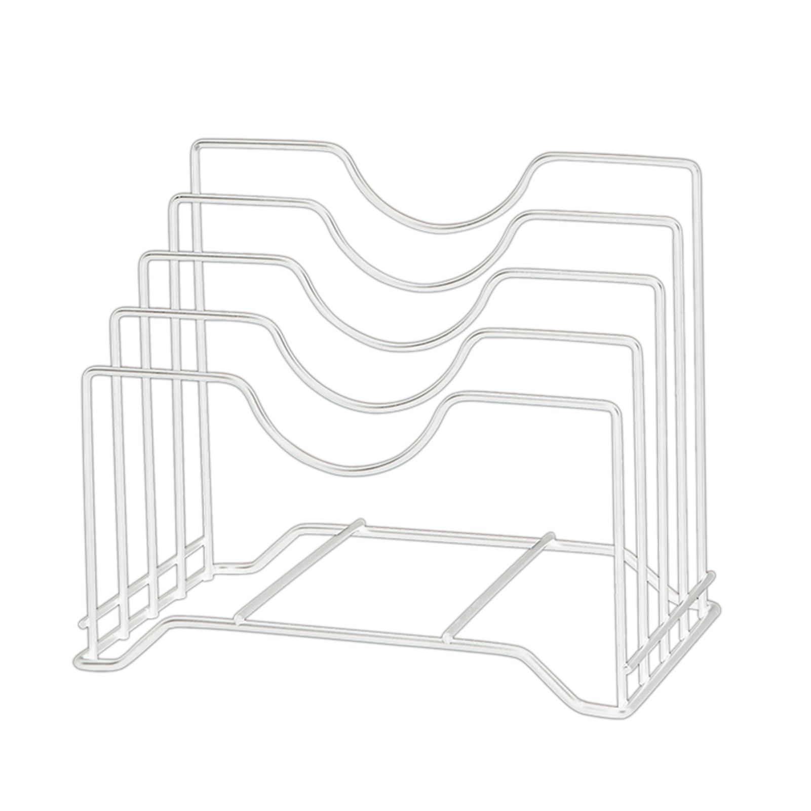 Chopping Board Storage Rack Iron 4 Slots Integrated Pot Lid Holder for Kitchen Countertop White - Image 1