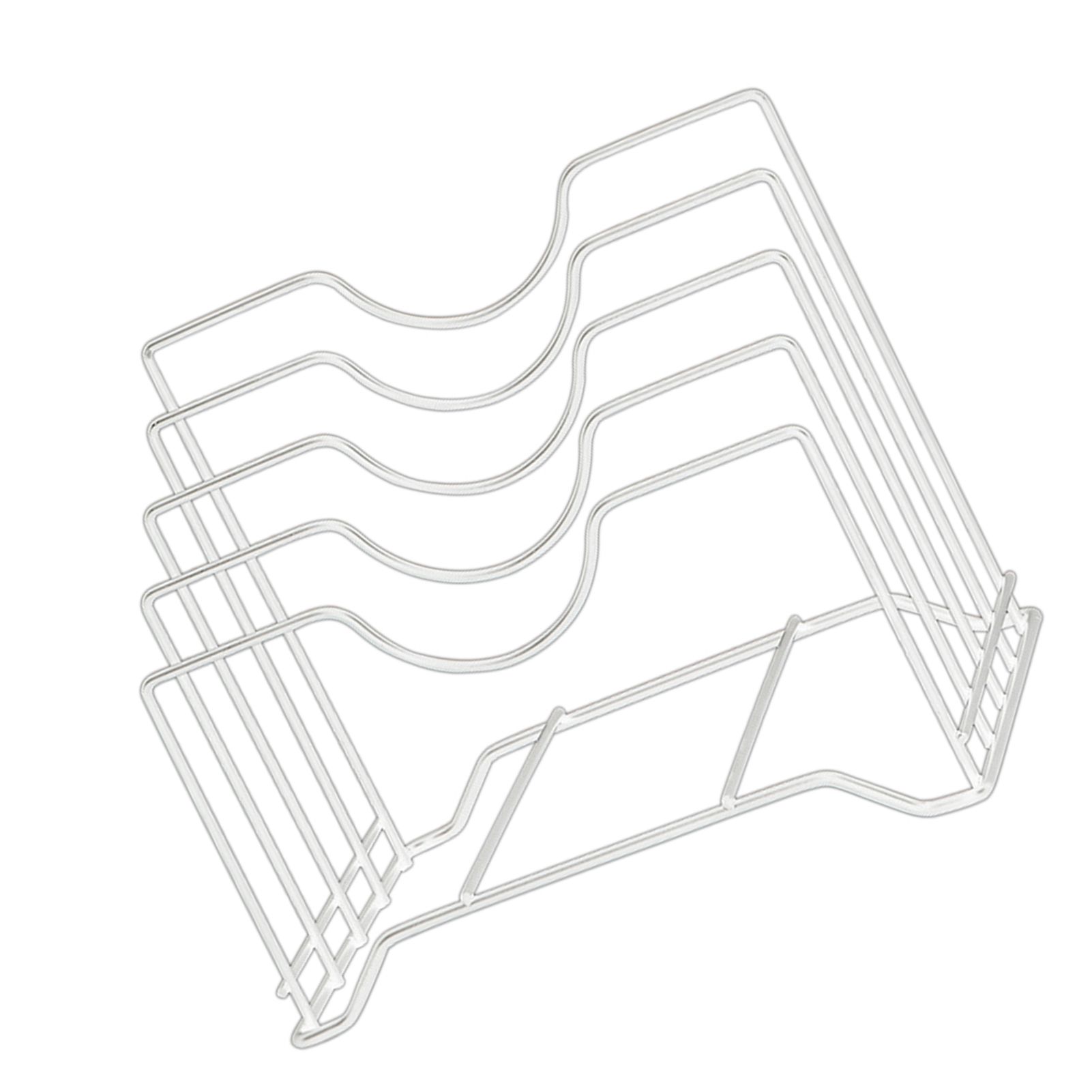 Chopping Board Storage Rack Iron 4 Slots Integrated Pot Lid Holder for Kitchen Countertop White - Image 2